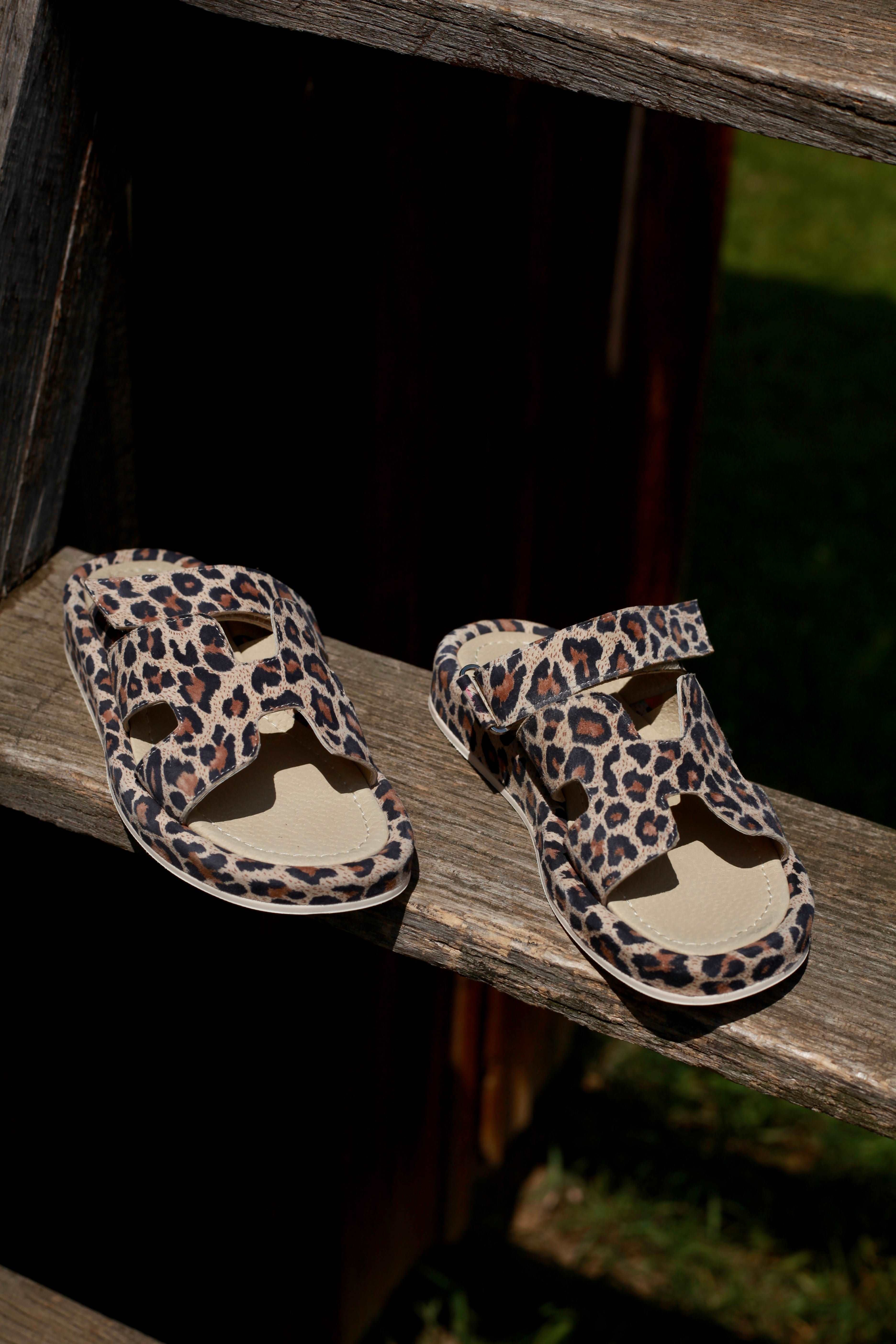 trendy flip flops in leopard print